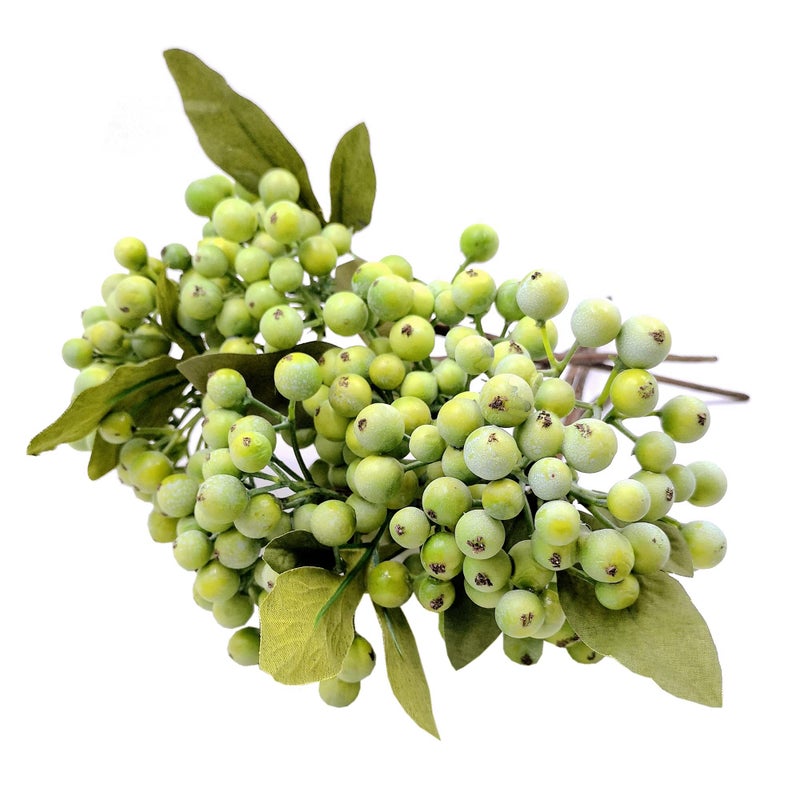M2cbridge Pack of 6 Green Artificial Berry Stems Christmas Picks Wreath Ornament(Green) - Image 1